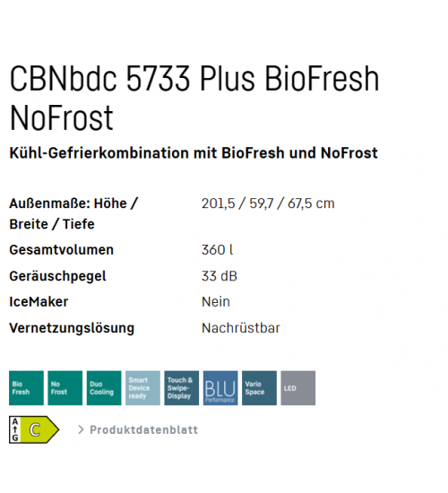 LIEBHERR利勃海尔CBNbdc 5733 Plus 独立嵌入式冰箱生物养鲜 无霜